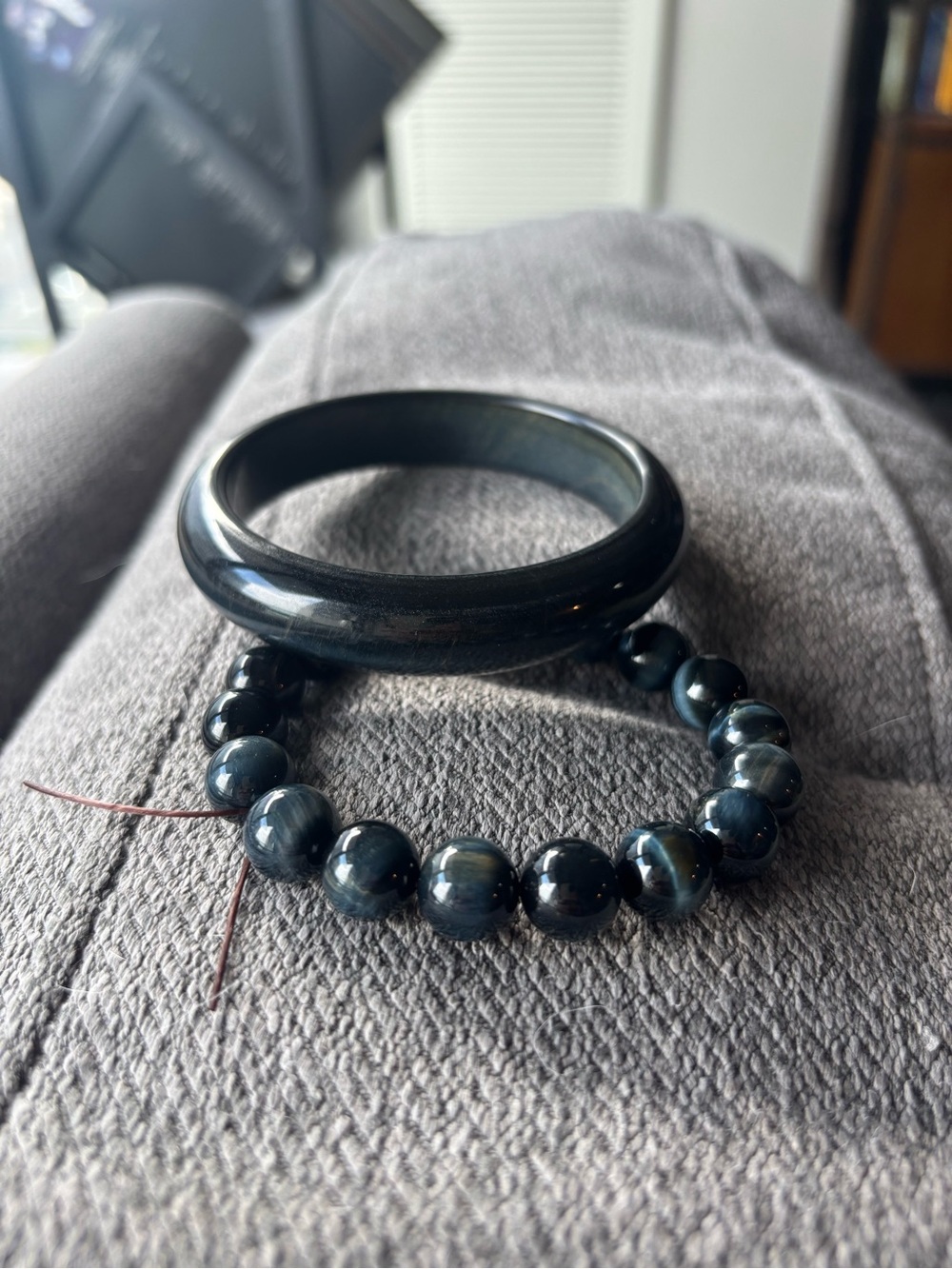 Blue Tiger's Eye Bracelet + Bangle Set